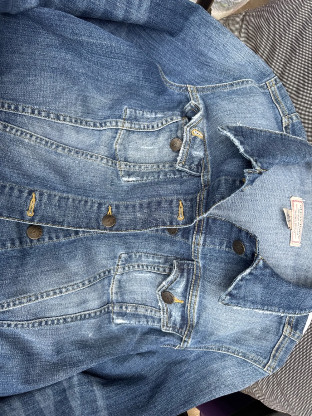 Guess Light Blue Denim Jacket with Yellow Stitching